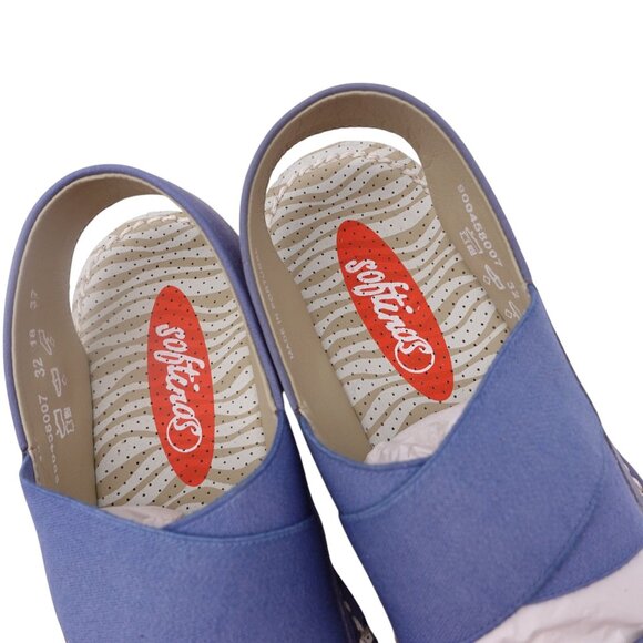 NWOB Softinos by FLY London Tin Sandals Sz 6.5 Blue Flat Slingback Cross-Band - Picture 5 of 13